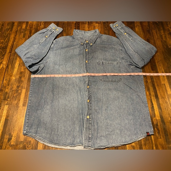 Woolrich Denim Chambray Long Sleeve Shirt Men’s XXL 2XL Blue Medium Wash Pocket - Picture 7 of 9